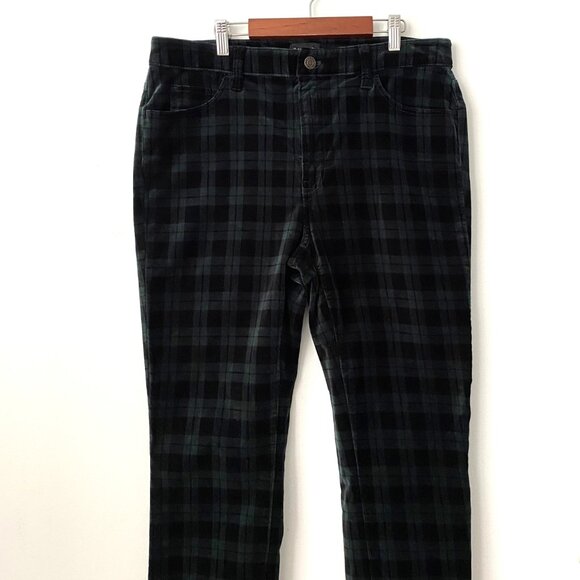 Talbots Velveteen Straight Leg Pants Black Watch Tartan - Picture 3 of 11